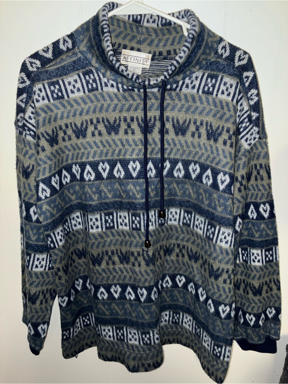 Vintage Affinity Geometric Knit Sweater Women's Large 90s Geometric Pattern